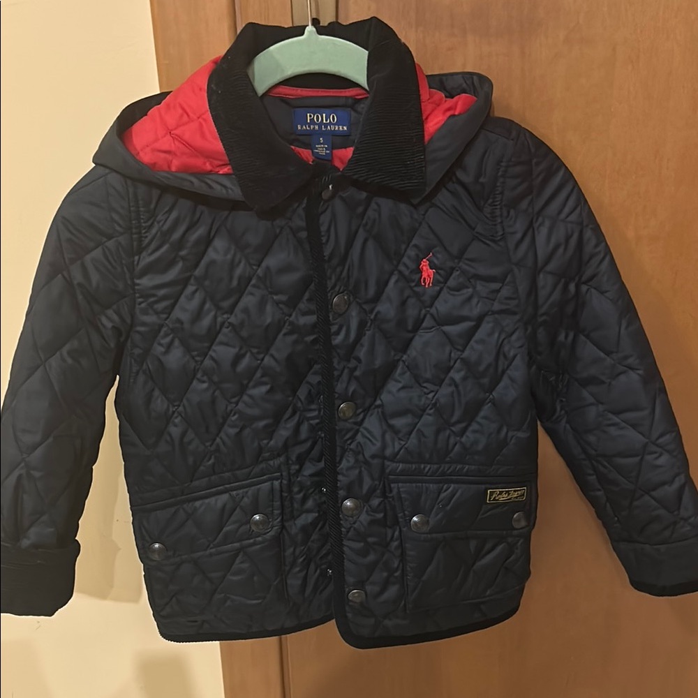 Polo by Ralph Lauren Kids Black Quilted Jacket with Red Lining